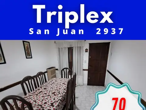 Triplex, 3 dormitorios, cochera, gas natural, centrico