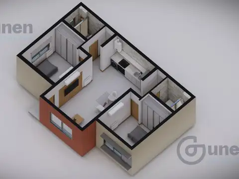 Departamento 3 ambientes con 2 baños