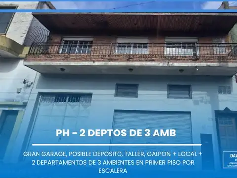 PH en Wilde-  2 departamentos de 3 ambientes, gran garage, gran taller, gran depósito, zona sur