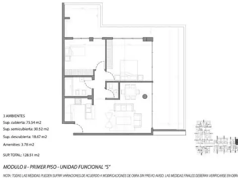 Departamento en Venta con 1 cocheras