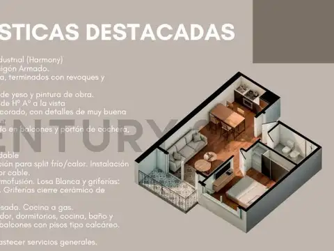 Departamento en Venta de 1 dormitorio