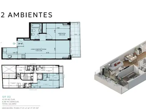 Departamento en Venta de 2 ambientes