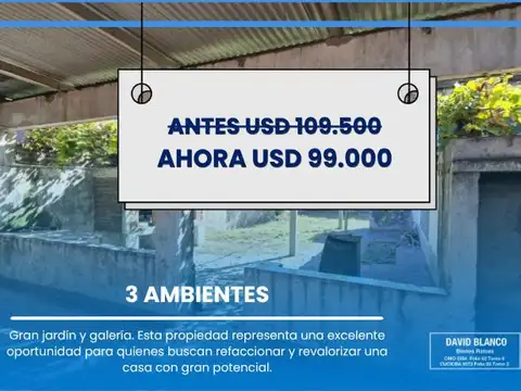 Casa, Lomas de Zamora, parque, jardín, a refaccionar, venta, 3 ambientes, cochera, permuta