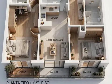 Departamento 3 ambientes, 88 m2, al frente, a estrenar