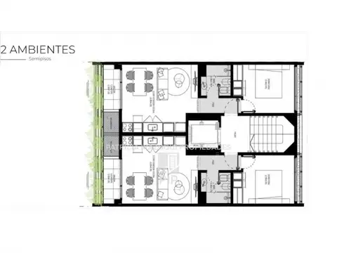 Departamento 2 ambientes con 1 baño