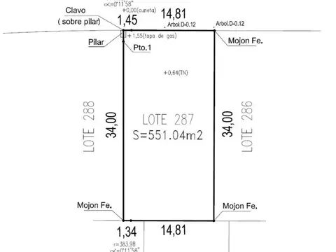 Terreno en Venta de 551,0 m2