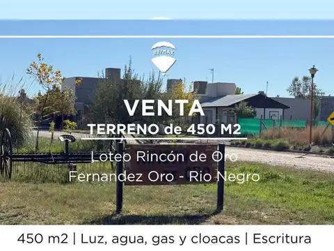 VENTA TERRENO EN FERNANDEZ ORO