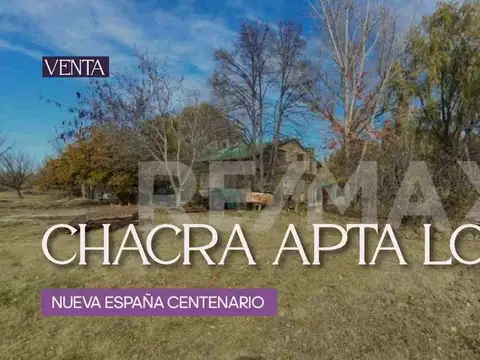 VENTA CHACRA APTA LOTEO , CON CASA , CENTENARIO