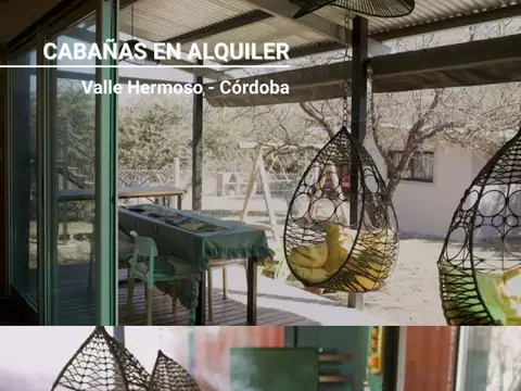 Cabañas en alquiler temporario p/ 2-4  personas - Valle Hermoso, Córdoba-