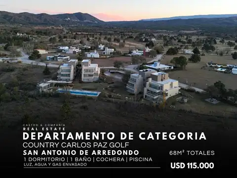 Venta Departamento De Categoría 1 Dormitorio C/Cochera Y Pileta En Country Carlos Paz Golf