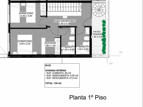 Departamento 4 ambientes con 2 baños