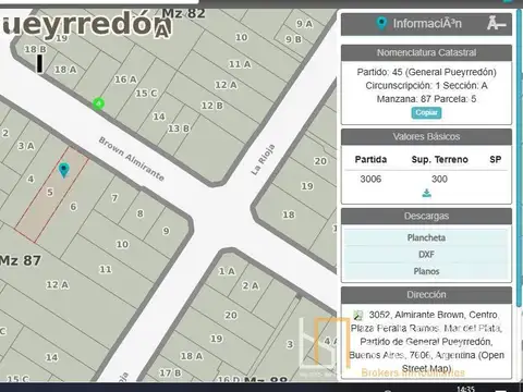 Terreno en Venta 8  mts Frente