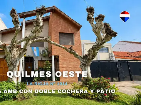 VENTA CASA 5 AMB C/ DOBLE COCHERA Y PATIO QUILMES