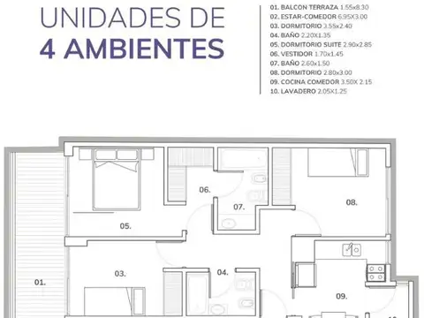 Departamento en Venta de 4 ambientes