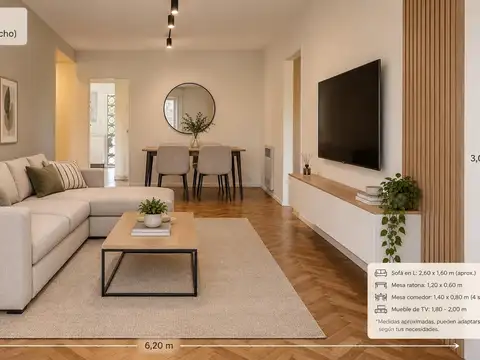 Departamento 3 ambientes con 2 baños