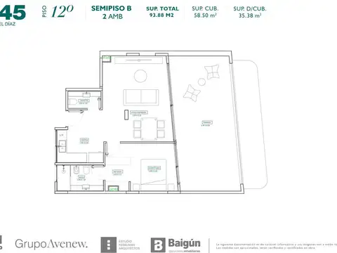Departamento en Venta de 2 ambientes