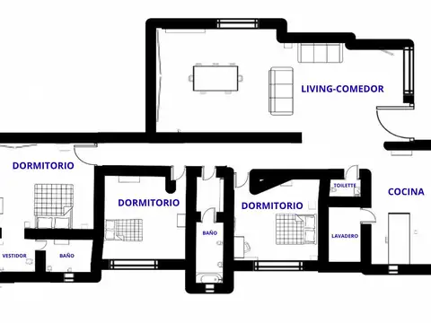 Casa 4 ambientes con 2 baños