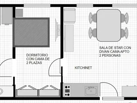 Departamento 2 ambientes con 1 baño
