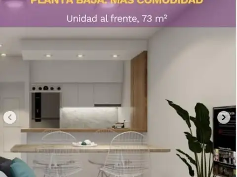 Departamento 2 ambientes con 1 baño