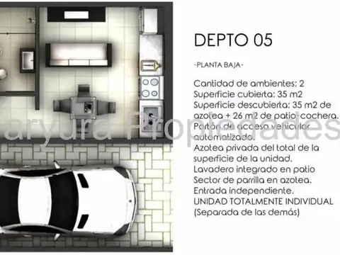 Departamento 3 ambientes con 1 baño