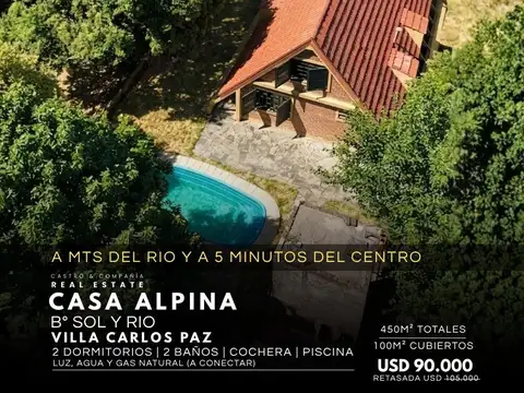 Venta Casa Alpina De 2 Dormitorios Con Piscina A 50Mts Del Río En Sol Y Rio - Villa Carlos Paz