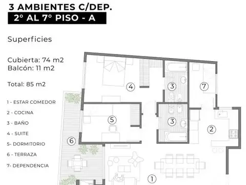 VENTA DEPARTAMENTO  3 AMBIENTES CON DEPENDENCIA Y AMENITIES