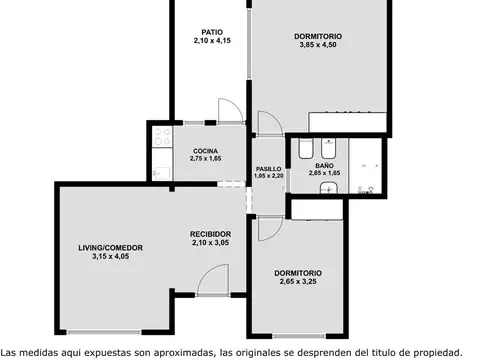 Depto Tipo Casa 3 ambientes con 1 baño