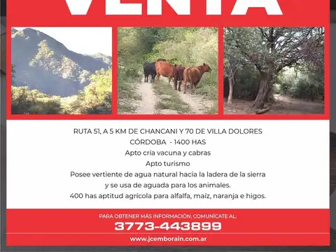 1400 hectareas ruta 51 Chancani Cordoba Argentina