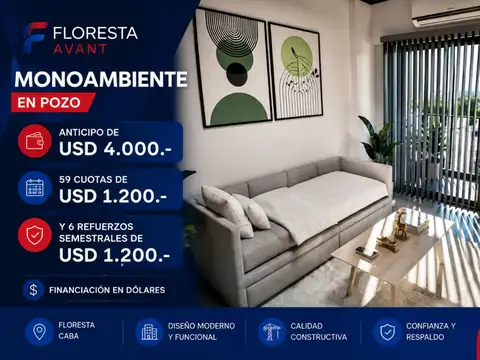 VENTA DPTO MONOAMB POZO FLORESTA ANTICIPO Y CUOTAS