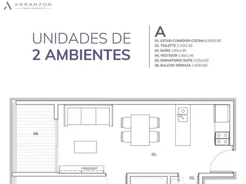 Departamento en Venta de 2 ambientes
