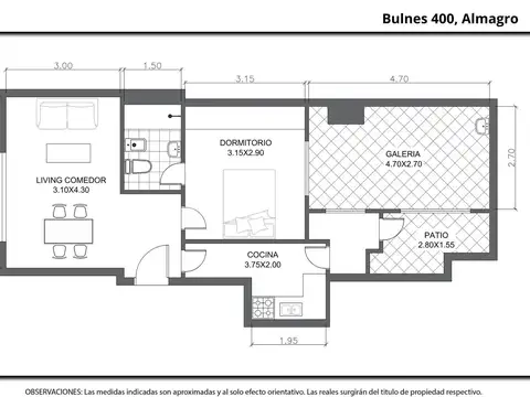 Departamento en Venta de 1 dormitorio