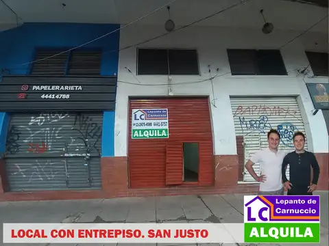 MUY BUEN LOCAL CON ENTREPISO EN ALQUILER. SOBRE ARIETA AL 2.600 EN SAN JUSTO