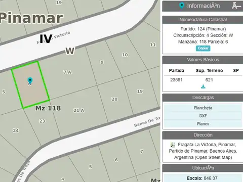 Terreno en Venta en Pinamar, USD 98.000