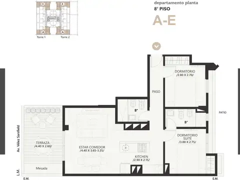 Departamento en Venta con 1 cocheras