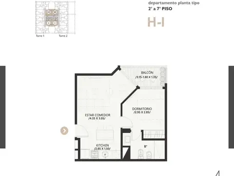 Departamento 3 ambientes con 1 baño