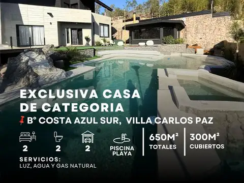 Venta Casa De Categoría de 2 Dormitorios Piscina Playa, Jacuzzi en Costa Azul Sur - Villa Carlos Paz
