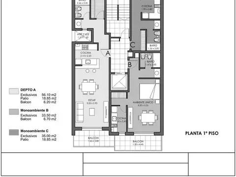 Departamento Monoambiente con 1 baño