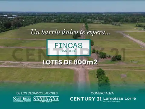 VENTA LOTES 800 MTS2 EN BARRIO CERRADO FINCAS SAN JOSE FRANCISCO ALVAREZ