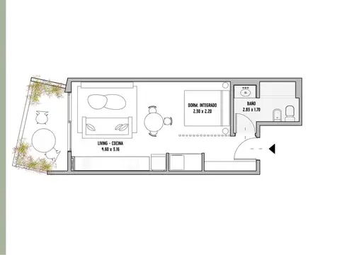 Departamento en Venta de 1 dormitorio