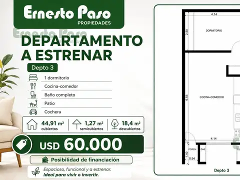 Departamento en Venta con 1 cocheras
