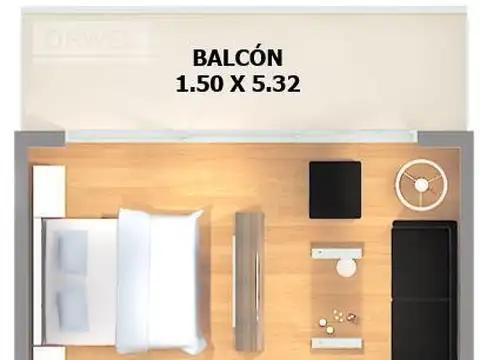 Departamento 2 ambientes con 1 baño