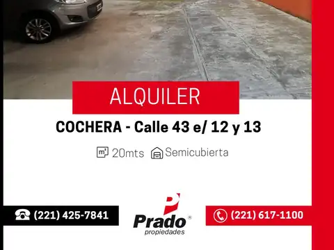 Cochera semicubierta en alquiler ubicada en zona céntrica