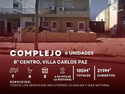 Venta Complejo Turístico De 6 Departamentos Equipados En Pleno Centro De Villa Carlos Paz
