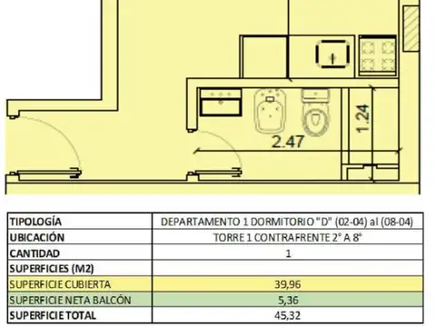 Departamento en Venta de 1 dormitorio