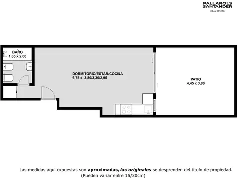 Departamento Monoambiente con 1 baño