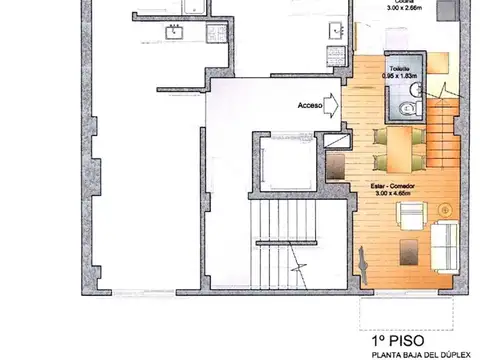 Depto 4 ambientes tipo dúplex (2 habitaciones y patio)