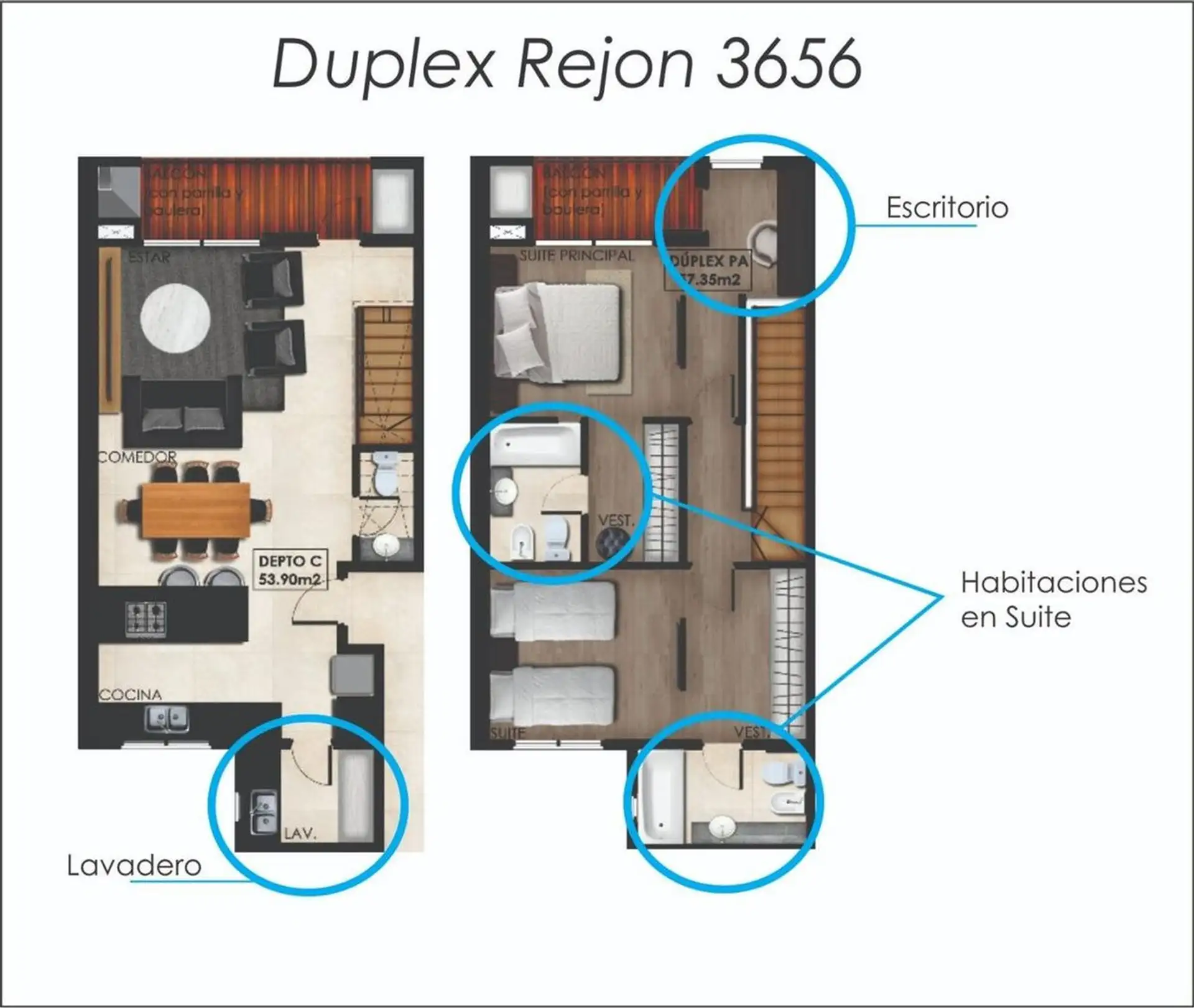 Depto Duplex con COCHERA y BALCON en Parque Luro