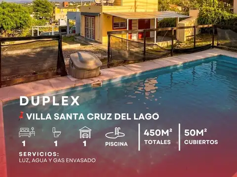 Venta Duplex Equipado De 1 Dormitorio, Cochera Y Piscina Sobre Ruta 28, Villa Santa Cruz Del Lago