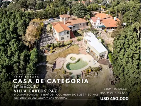 Venta Casa De Categoría 4 Dormitorios en 1836 m2 De Terreno En Barrio Becciu Villa Carlos Paz