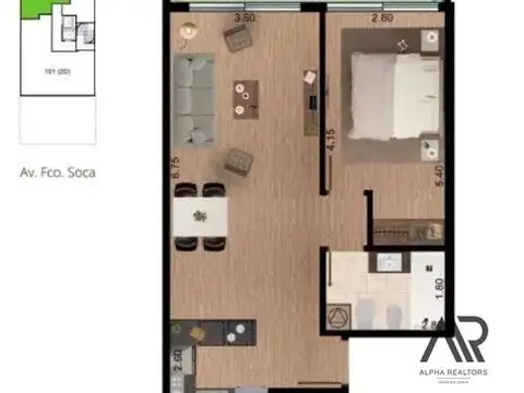 Moderno apartamento de 1 dormitorio, con patio RENTADO en Pocitos!